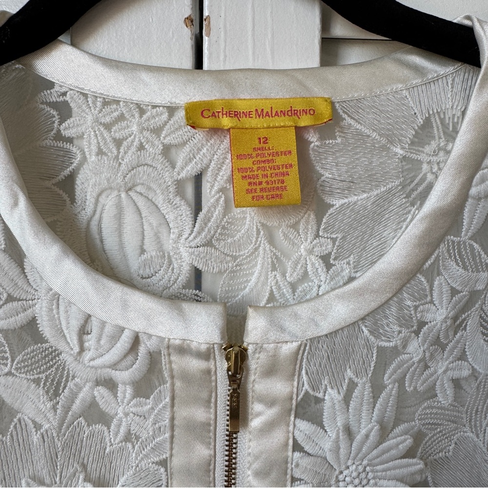 Catherine Malandrino White Floral Bomber Jacket - Picture 3 of 5